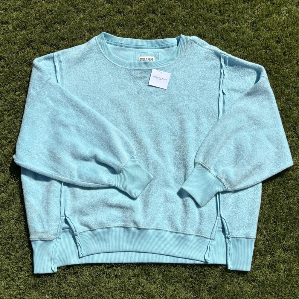 American Eagle Outfitters Sky Blue Fleece Pullover